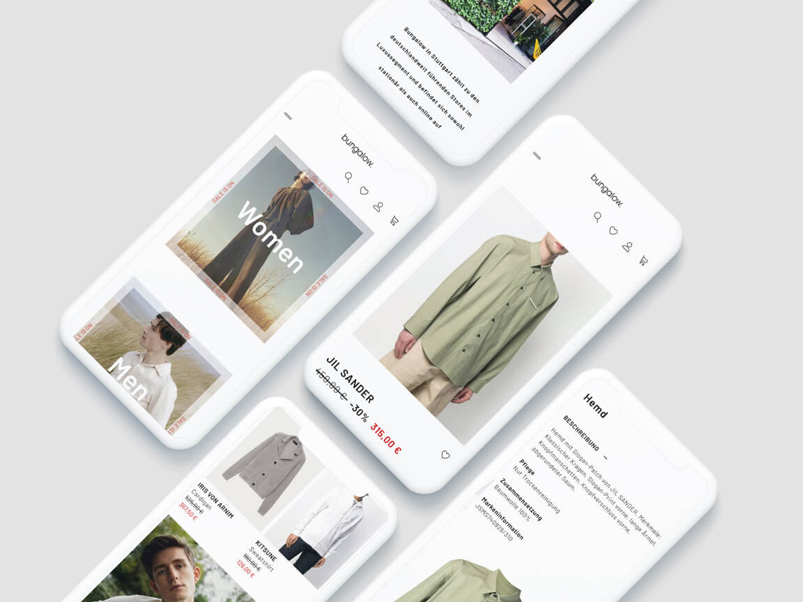 bungalow mobile Ansicht Bungalow mobile Ansichten mit Social-Commerce-Umsetzung