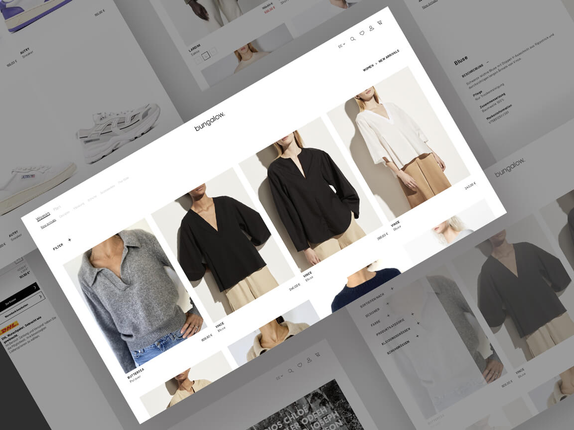bungalow Shop-Relaunch Bungalow neue Online-Shop-Seite