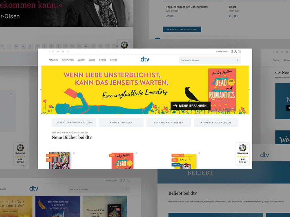 dtv-seitendesign dtv neues Design der Shopseiten nach Relaunch-Projekt